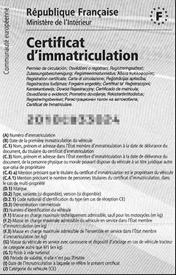 Carte grise ou certificat d'immatriculation